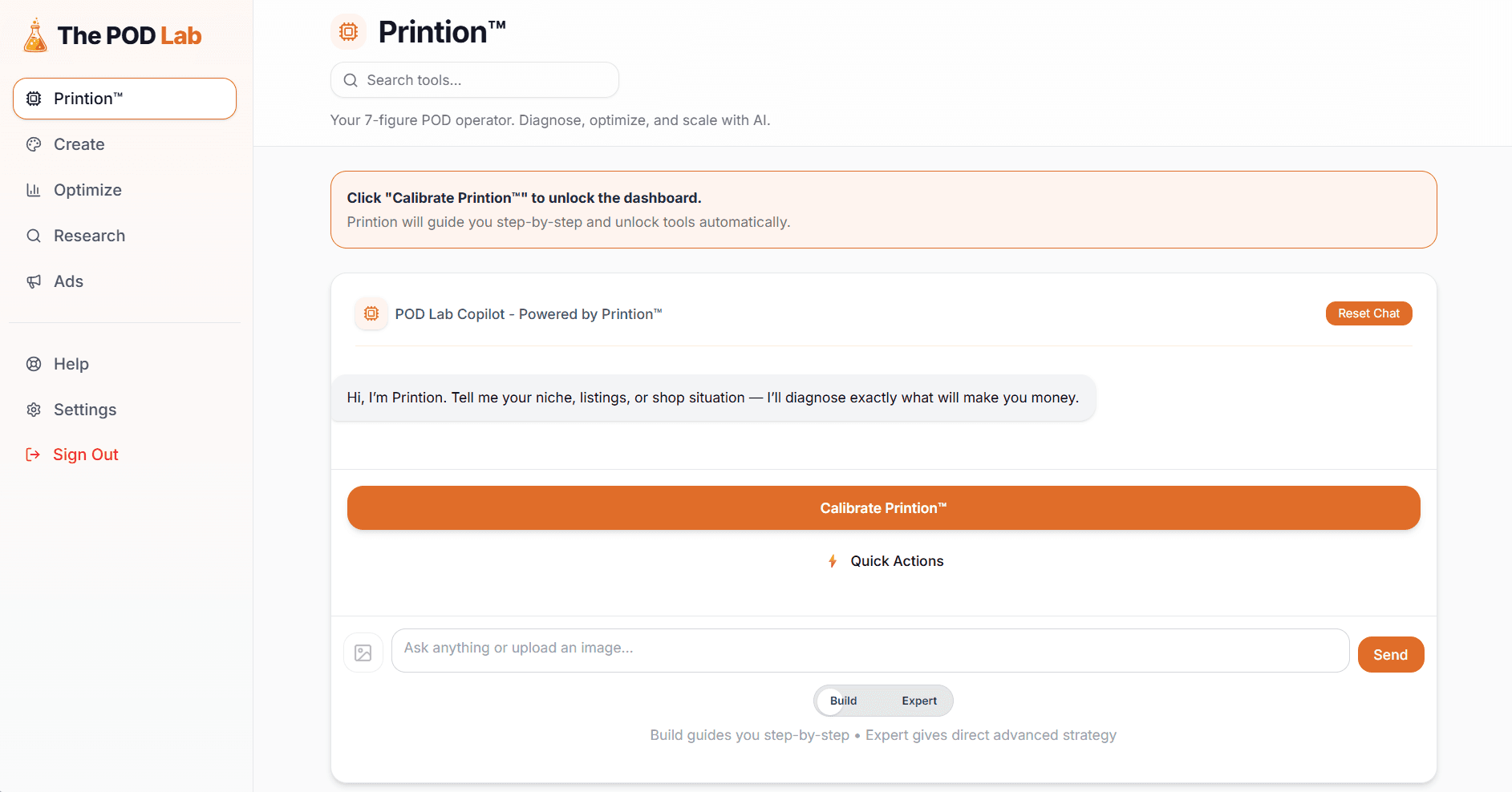 Printion dashboard screenshot